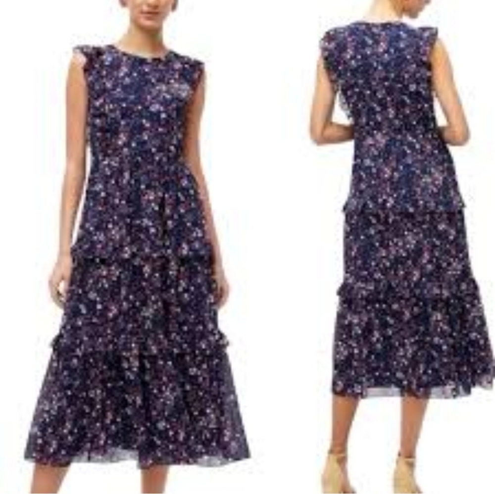 JCrew longer  midi tiered dress Size 14